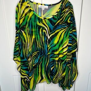 Caroline Rose Colorful Animal Print Sheer Poncho Tank Combo Women’s Size Medium
